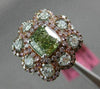 GIA LARGE 2.7CT MULTI COLOR DIAMOND 18K WHITE & ROSE GOLD FLOWER ENGAGEMENT RING