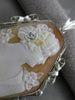 LARGE ANTIQUE VICTORIAN DIAMOND LADY FLOWERS CAMEO PENDANT 14K WHITE GOLD #21074