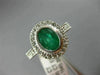 1.27CT DIAMOND & EMERALD 14K WHITE GOLD OVAL HALO BEZEL FILIGREE ENGAGEMENT RING
