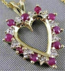 ESTATE .50CT DIAMOND & AAA RUBY 14K WHITE & YELLOW GOLD OPEN HEART PENDANT 19636