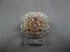 LARGE GIA 1.82CT WHITE & PINK DIAMOND 18K WHITE & ROSE GOLD HALO ENGAGEMENT RING