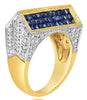 3.4CT DIAMOND & AAA SAPPHIRE 18KT YELLOW GOLD 3D PRINCESS & ROUND PYRAMID RING