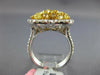 2.71CT WHITE & FANCY YELLOW DIAMOND 18KT 2 TONE GOLD 3D HEART SHAPE CLUSTER RING