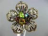 ESTATE LARGE 3.80CT DIAMOND & MULTI COLOR GEM 14K WHITE & BLACK GOLD FLOWER RING