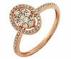 ESTATE .40CT DIAMOND 14KT ROSE GOLD 3D CLASSIC CLUSTER OVAL HALO FLOWER FUN RING