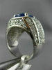ESTATE EXTRA LARGE 7.74CT DIAMOND & AAA SAPPHIRE 14KT WHITE GOLD OVAL MENS RING