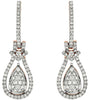 ESTATE .75CT DIAMOND 14K WHITE & ROSE GOLD 3D CLUSTER TEAR DROP HANGING EARRINGS