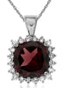 ESTATE 5.05CT DIAMOND & AAA GARNET 14K WHITE GOLD CUSHION & ROUND SQUARE PENDANT