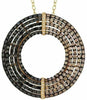 ESTATE LARGE 3.2CT WHITE BLACK & CHOCOLATE FANCY DIAMOND 14K YELLOW GOLD PENDANT