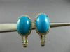 ESTATE 7.79CT DIAMOND & TURQUOISE 14K YELLOW GOLD HALO FILIGREE HANGING EARRINGS