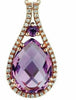 ESTATE 4.50CT DIAMOND & AAA AMETHYST 14K ROSE GOLD 3D TEAR DROP FLOATING PENDANT
