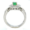 .72CT DIAMOND & AAA EMERALD 18K WHITE GOLD OVAL & ROUND MILGRAIN ENGAGEMENT RING