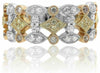.76CT WHITE PINK & FANCY YELLOW DIAMOND 18KT TRI COLOR GOLD 3D ANNIVERSARY RING