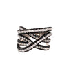 LARGE 2.53CT WHITE & BLACK DIAMOND 18K WHITE GOLD MULTI ROW CRISS CROSS FUN RING