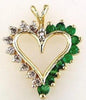 .68CT DIAMOND & AAA EMERALD 14KT YELLOW GOLD 3D OPEN HEART LOVE FLOATING PENDANT