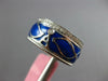 WIDE .30CT DIAMOND & BLUE ENAMEL 18K WHITE GOLD A INITIAL MULTI LEAF ETOILE RING