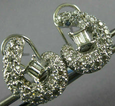 ESTATE LARGE 1.80CT DIAMONDS 18K WHITE GOLD 3D ROUND & BAGUETTE CLIP ON EARRINGS