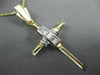 ESTATE LARGE .35CT BAGUETTE DIAMOND 14KT WHITE & YELLOW GOLD CROSS PENDANT 9758