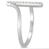ESTATE .13CT DIAMOND 14KT WHITE GOLD 3D CLASSIC BAR CRISS CROSS LOVE RING