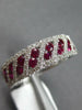 ESTATE .98CT DIAMOND & AAA RUBY 18KT WHITE GOLD 3D DOUBLE ROW DIAGONAL FUN RING