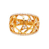 ESTATE WIDE .56CT DIAMOND 18KT YELLOW GOLD MULTI ROW TRIANGULAR ANNIVERSARY RING