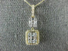 ESTATE .45CT DIAMOND 14K 2 TONE GOLD 3D ROUND & BAGUETTE CLUSTER JOURNEY PENDANT