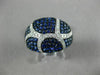 ESTATE WIDE 2.43CT DIAMOND & AAA SAPPHIRE 14K WHITE GOLD MULTI ROW PAVE FUN RING