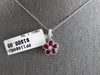 1CT DIAMOND & AAA RUBY 18K WHITE GOLD PEAR SHAPE CLASSIC FLOWER FILIGREE PENDANT