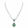 ESTATE LARGE 24.9CT DIAMOND & AAA EMERALD 18K 2 TONE GOLD LARIAT TENNIS NECKLACE