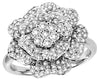 ESTATE 1.0CT DIAMOND 14KT WHITE GOLD 3D CLASSIC FLOWER ROSE LOVE RING