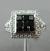 ESTATE WIDE 1.10CT WHITE & BLACK DIAMOND 14K WHITE GOLD SQUARE FILIGREE FUN RING