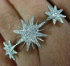 ESTATE EXTRA LARGE .45CT DIAMOND 18K WHITE GOLD 3D DOUBLE FINGER SNOWFLAKE RING