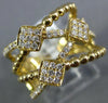WIDE .35CT DIAMOND 18KT YELLOW GOLD MULTI ROW CRISS CROSS SQUARE BEADED FUN RING
