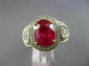 ESTATE LARGE EGL 3.76CT DIAMOND & RUBY 18K TWO TONE GOLD 3 STONE ENGAGEMENT RING