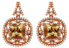 LARGE 3.30CT DIAMOND & AAA MORGANITE 14KT ROSE GOLD 3D CUSHION & ROUND EARRINGS