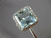 LARGE 10.21CT DIAMOND & AAA AQUAMARINE 14KT WHITE GOLD 3D SQUARE ENGAGEMENT RING