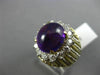ANTIQUE LARGE 8.34CT DIAMOND & AAA AMETHYST 18K TWO TONE GOLD 3D OVAL RING #2624