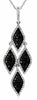 1.14CT WHITE & BLACK DIAMOND 14K WHITE GOLD 3D TEAR DROP CHANDELIER LOVE PENDANT