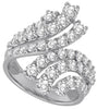 LARGE 2.86CT DIAMOND 14KT WHITE GOLD MULTI ROW GRADUATING CRISS CROSS FUN RING
