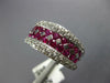 LARGE 2.0CT DIAMOND & AAA RUBY 14K WHITE GOLD CLASSIC MULTI ROW ANNIVERSARY RING