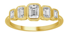 .96CT DIAMOND 14K YELLOW GOLD 3D EMERALD CUT 5 STONE GRADUATING ANNIVERSARY RING