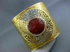 EXTRA LARGE 15.65CT DIAMOND & AAA RED AGATE 18K YELLOW GOLD CUFF BANGLE BRACELET