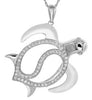 ESTATE .39CT DIAMOND 14KT WHITE GOLD 3D HAPPY TURTLE FUN FLOATING PENDANT