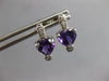 1.29CT DIAMOND & AAA AMETHYST 14KT WHITE GOLD HEART SHAPE LOVE HANGING EARRINGS