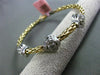 ESTATE 1.30CT DIAMOND 14K WHITE & YELLOW GOLD 3D FLOWER FLEXIBLE BANGLE BRACELET