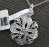 ESTATE .14CT DIAMOND 14K WHITE GOLD 3D FLOWER FILIGREE MILGRAIN FLOATING PENDANT