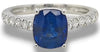 2.83CT DIAMOND & AAA SAPPHIRE 18KT WHITE GOLD 3D CUSHION & ROUND ENGAGEMENT RING
