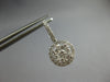 ESTATE LARGE .86CT DIAMOND 14K WHITE GOLD CLUSTER HALO ROUND LEVERBACK HANGING EARRINGS