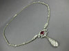 ANTIQUE LARGE 9.90CT DIAMOND & AAA RUBY 18K WHITE GOLD 3D LARIAT TENNIS NECKLACE