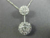 ESTATE 1.0CT ROUND DIAMOND 14K WHITE GOLD 3D FLOWER DOUBLE CLUSTER PENDANT #1939
